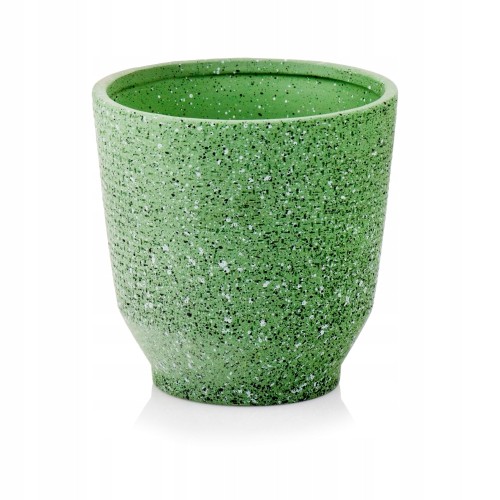 Osłonka ceramiczna zielona 14 cm szkliwiona z reliefowym wzorem 1 szt.