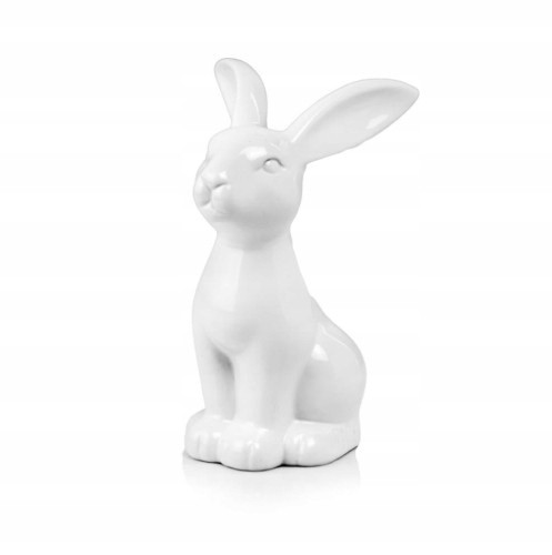 Figurka wielkanocna królik ceramiczny biały 10 cm dekoracyjny 1 szt.