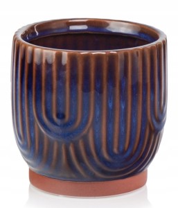 Osłonka ceramiczna vintage granatowo-brązowa 14 cm okrągła 1 szt.