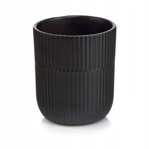 Osłonka ceramiczna czarna matowa 13 cm karbowana do roślin 1 szt.