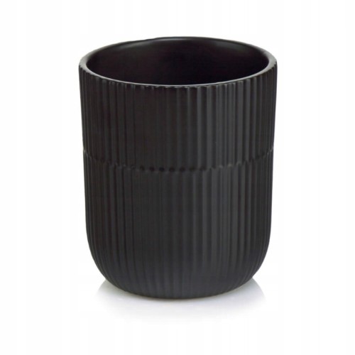 Osłonka ceramiczna czarna matowa 13 cm karbowana do roślin 1 szt.