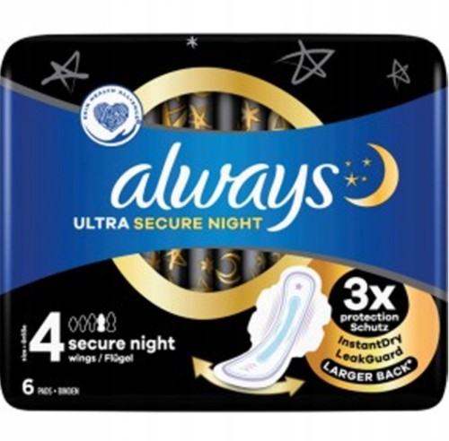 ALWAYS Ultra Secure Night Super Plus podpaski ze skrzydełkami 6 szt