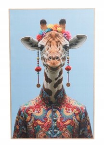 Obraz ścienny żyrafa laminowany z brązową ramą MDF 38x58cm 1szt