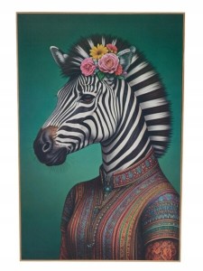 Obraz ścienny zebra laminowany z brązową ramą MDF 38x58cm 1szt