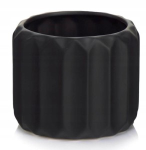 Osłonka ceramiczna czarna matowa doniczka geometryczna 15 cm 1 szt.