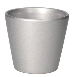 Doniczka ceramiczna srebrna 10x8 cm błyszcząca osłonka na kwiatki 1 szt.