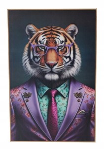 Obraz ścienny tygrys laminowany z brązową ramą MDF 38x58cm 1szt