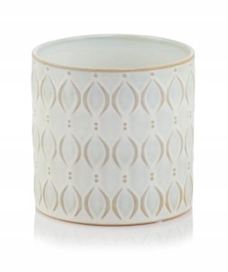 Osłonka ceramiczna kremowa szkliwiona 13 cm cylinder geometryczna 1 szt.