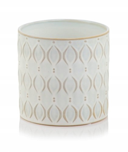 Osłonka ceramiczna kremowa szkliwiona 13 cm cylinder geometryczna 1 szt.