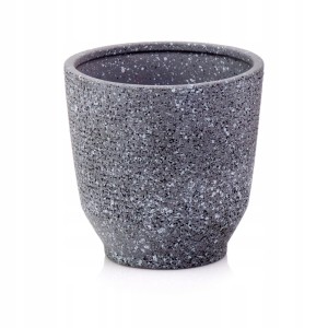 Osłonka ceramiczna na kwiatki szara vintage w teksturę gresu 14 cm 1 szt.