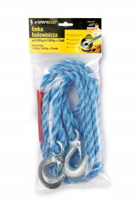 Samochodowa linka holownicza 2500 kg 4 m pleciona z hakiem 1 szt.