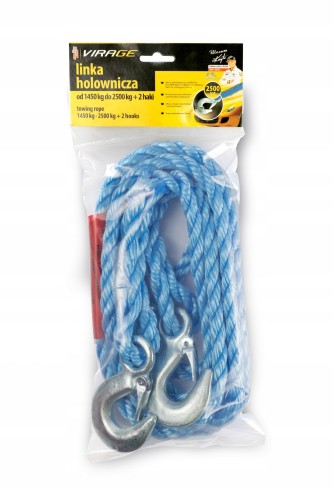 Samochodowa linka holownicza 2500 kg 4 m pleciona z hakiem 1 szt.