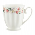 Kubek porcelanowy 300 ml biały w kwiatowy wzór na stopce elegancki 1 szt.