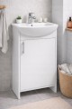 Zestaw szafka biała z umywalką 45 cm i baterią chrom kompaktową i syfon Frigo