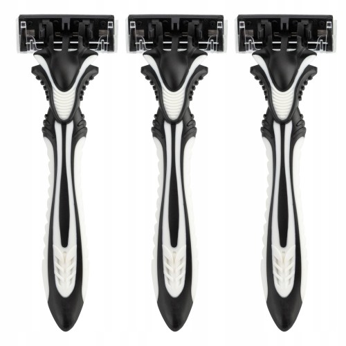 Maszynka do golenia 6 ostrzowa jednorazowa zestaw 3 szt. czarna