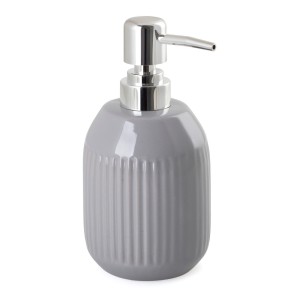 Dozownik do mydła w płynie ceramiczny szary ryflowany 400ml 1szt Tierra