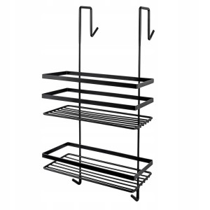 Półka łazienkowa pod prysznic zawieszana dwa poziomy metal czarna 25x48cm
