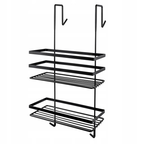 Półka łazienkowa pod prysznic zawieszana dwa poziomy metal czarna 25x48cm