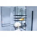 Półka łazienkowa pod prysznic zawieszana dwa poziomy metal czarna 25x48cm