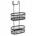 Półka łazienkowa pod prysznic zawieszana dwa poziomy metal czarna 23x47cm