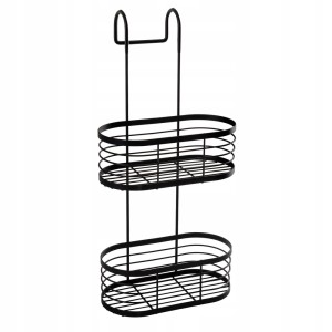 Półka łazienkowa pod prysznic zawieszana dwa poziomy metal czarna 23x47cm