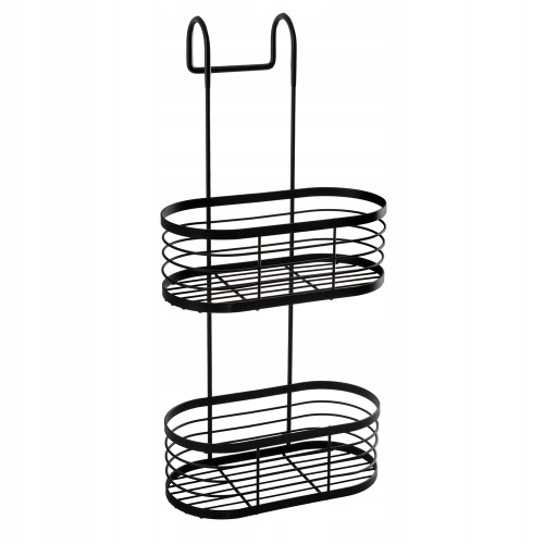 Półka łazienkowa pod prysznic zawieszana dwa poziomy metal czarna 23x47cm