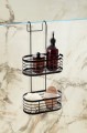 Półka łazienkowa pod prysznic zawieszana dwa poziomy metal czarna 23x47cm