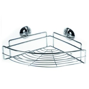 Półka łazienkowa metalowa narożna z przyssawkami chrom 31x23,5cm 1szt