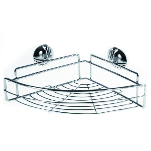 Półka łazienkowa metalowa narożna z przyssawkami chrom 31x23,5cm 1szt