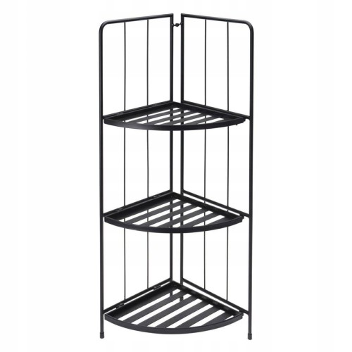 Kwietnik narożny metalowy na kwiaty składany trzy poziomy czarny 90cm 1szt