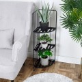 Kwietnik narożny metalowy na kwiaty składany trzy poziomy czarny 90cm 1szt