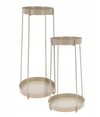 Kwietnik metalowy stojący zestaw na 4 doniczki beżowy 27x58cm