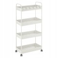 Regał łazienkowy na kółkach cztery poziomy metalowy stelaż biały 96cm