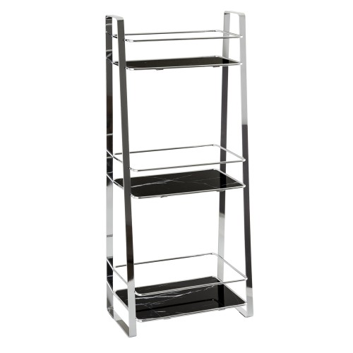 Regał łazienkowy metalowy trzy poziomy chrom czarny marmur 65cm