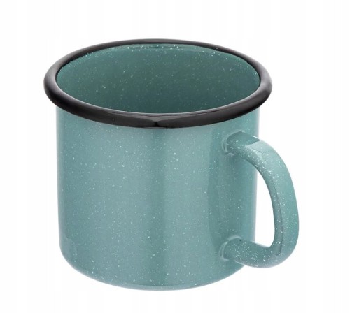 Kubek metalowy emaliowany garnuszek na mleko zielony 450ml 1szt