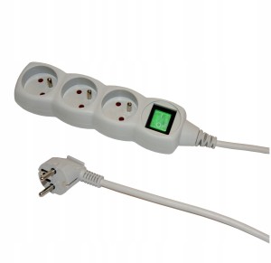 Przedłużacz listwowy 3 gniazdowy z włącznikiem szary 250 V IP20 3m