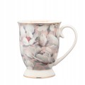 Kubek porcelanowy na stopce kwiaty elegancki Dla Niej różowy 320ml 1szt