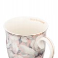 Kubek porcelanowy na stopce kwiaty elegancki Dla Niej różowy 320ml 1szt