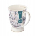 Kubek porcelanowy na stopce kwiaty elegancki Dla Niej różowy 320ml 1szt