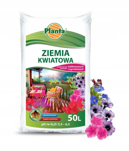 Planta ziemia do kwiatów balkonowych i ogrodowych ph 5,5-6,5 50L