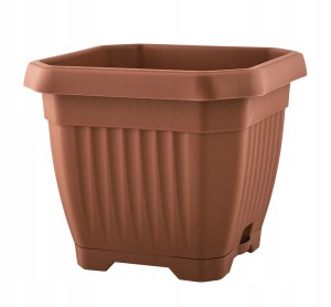 Doniczka z podstawką plastikowa kwadratowa 25x25 cm terakota do domu i ogrodu 1 szt. Octagon