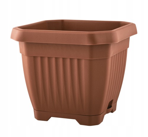 Doniczka z podstawką plastikowa kwadratowa 25x25 cm terakota do domu i ogrodu 1 szt. Octagon