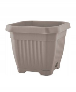 Doniczka z podstawką 25x25 cm beżowa plastikowa na taras balkon 1 szt. Octagon