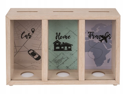 Skarbonka trzyczęściowa drewniana na cele oszczędzania 1 szt.