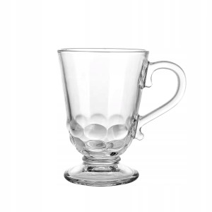 Kubek szklany na stopce do kawy latte tłoczenia 320ml 1szt Siena