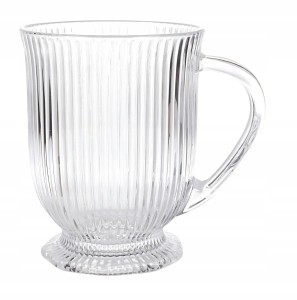 Kubek na stopce szklany do kawy latte ryflowany 500ml 1szt Selena