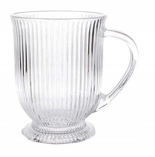 Kubek na stopce szklany do kawy latte ryflowany 500ml 1szt Selena