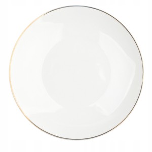 Talerz obiadowy ceramiczny płytki biały złota obwódka 26cm 1szt Bella