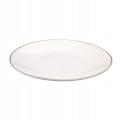 Talerz obiadowy ceramiczny płytki biały złota obwódka 26cm 1szt Bella