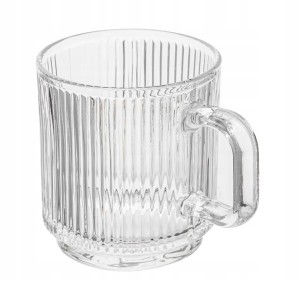 Kubek szklany transparentny ryflowany elegancki 360ml 1szt Selena